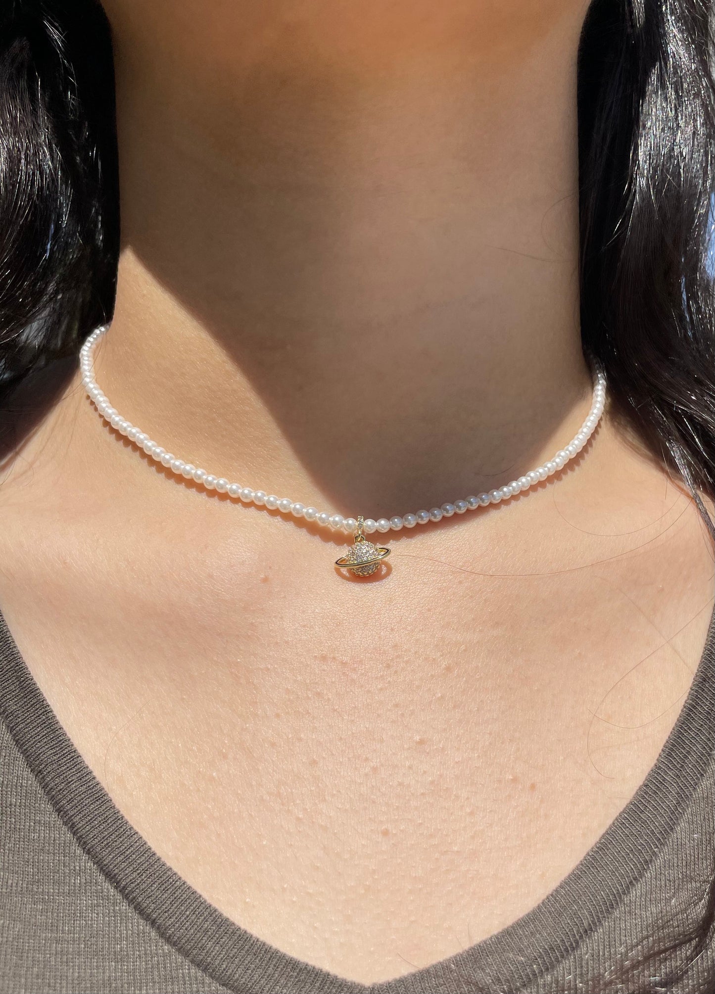 Mini Saturn Pearl Necklace