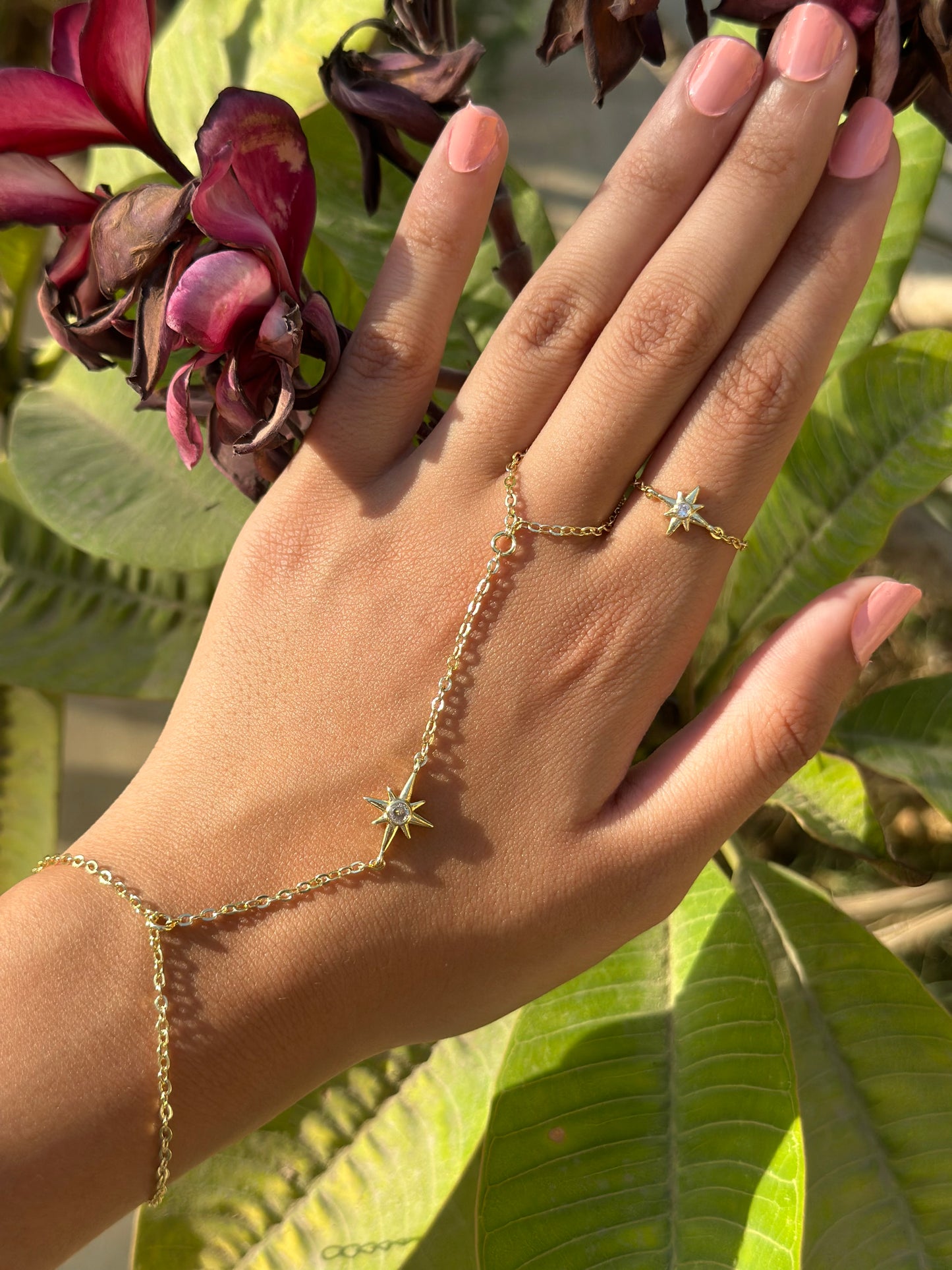 Star Diamond Ring & Hand Chain