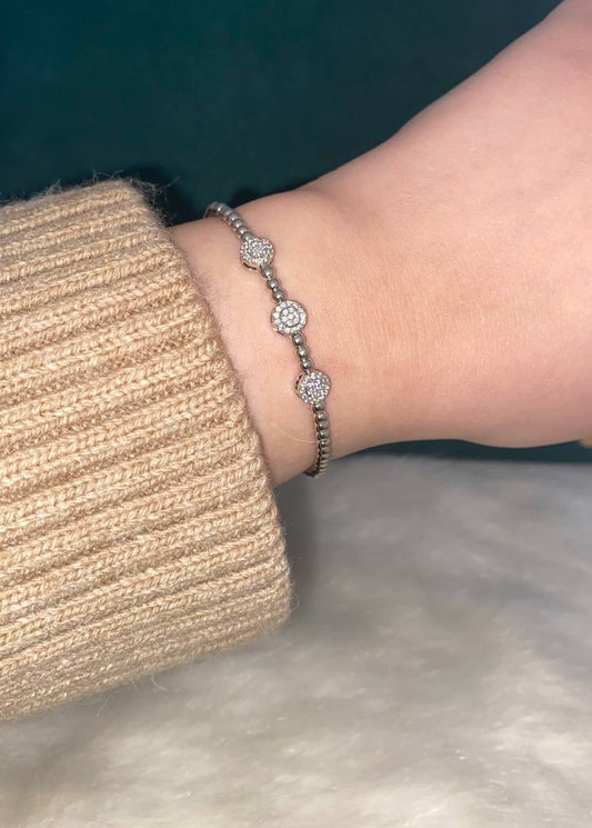 Triple Round Silver Bangle
