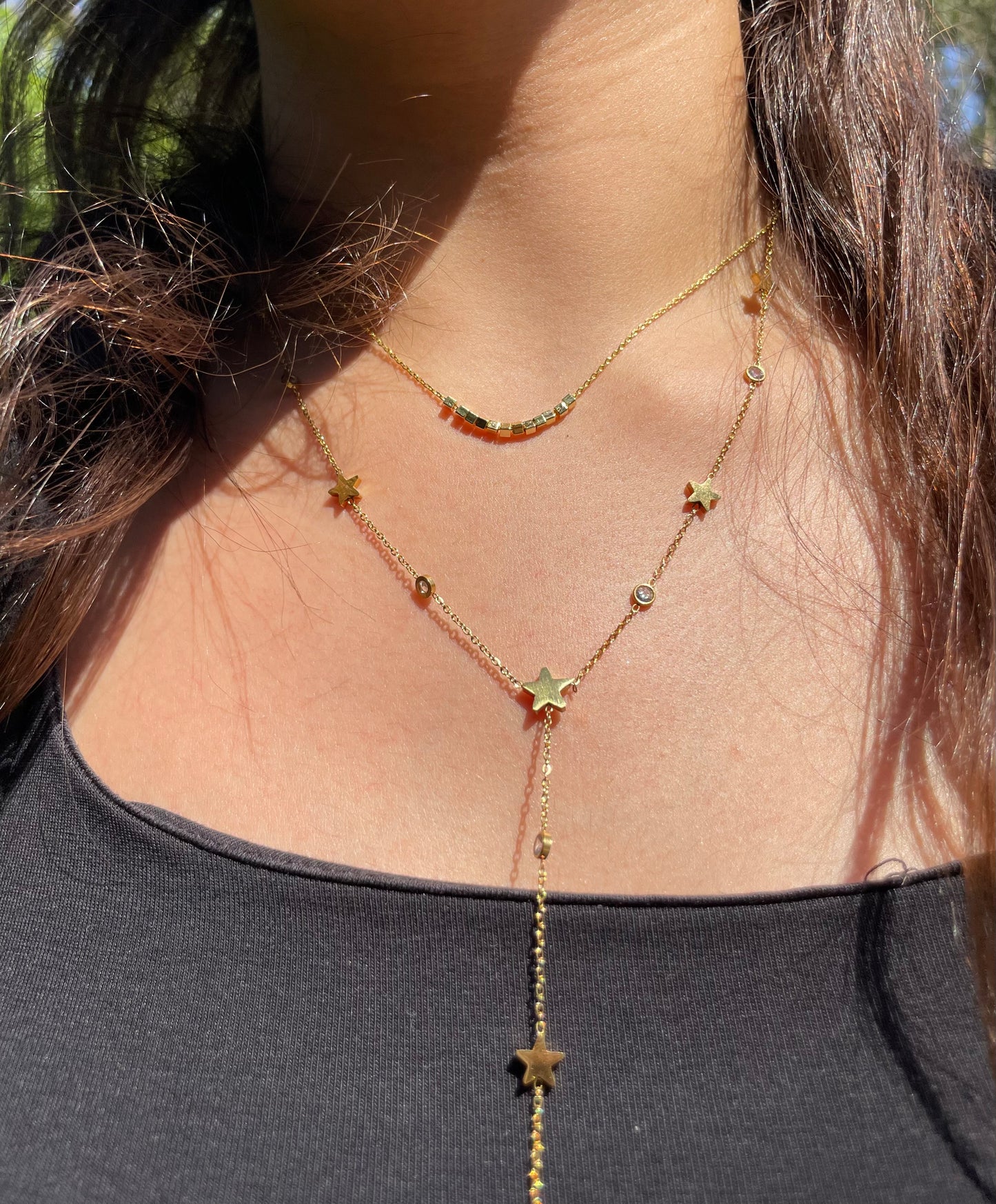 Stars Dangling Gemstone Necklace