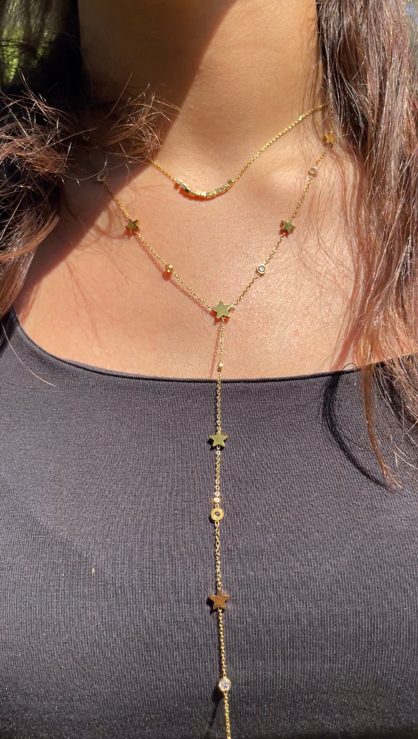 Stars Dangling Gemstone Necklace