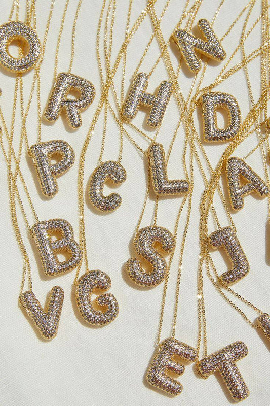 Bubble Sparkling Initials Necklace