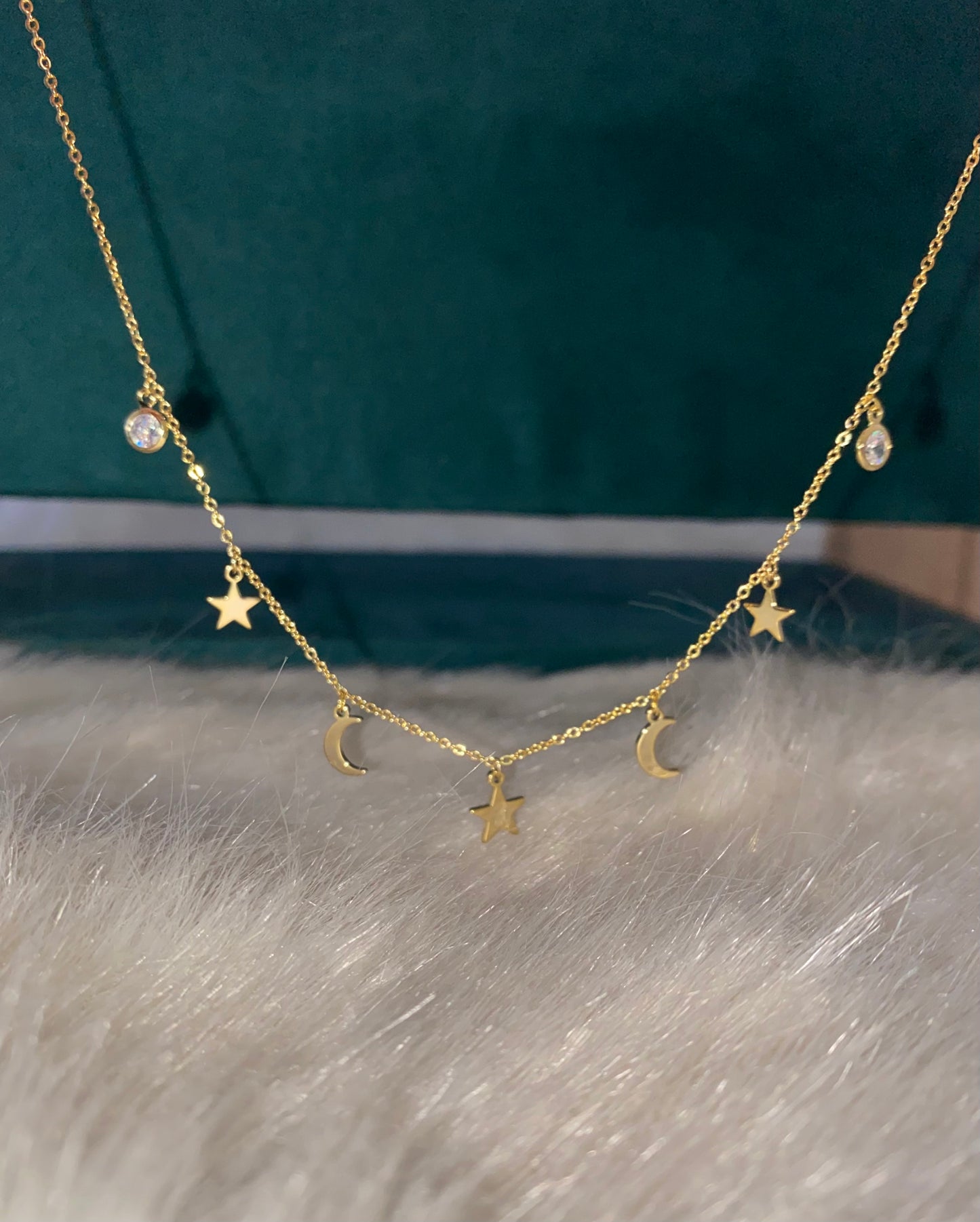 Stars Diamond Moon Necklace
