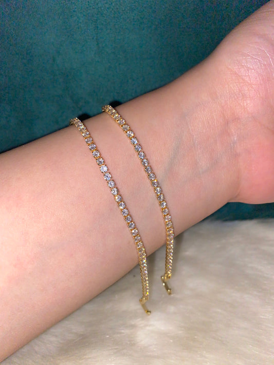 Tennis Bracelet Gold Box Lock Thin