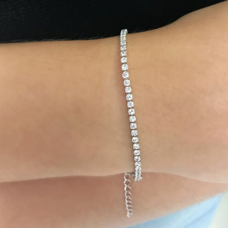 Tennis Bracelet Silver Lobster Lock