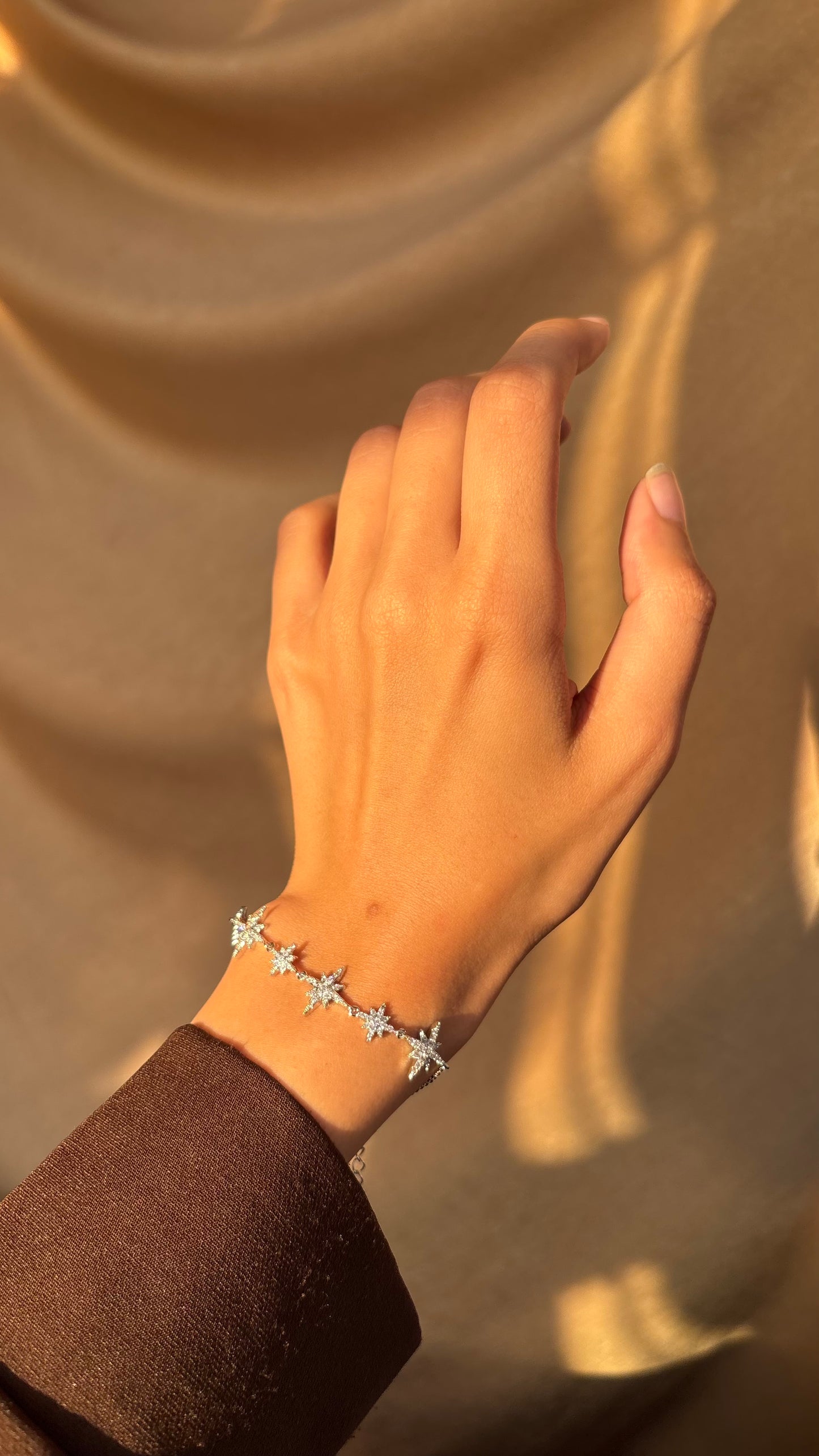 One Line Starburst Silver Bracelet