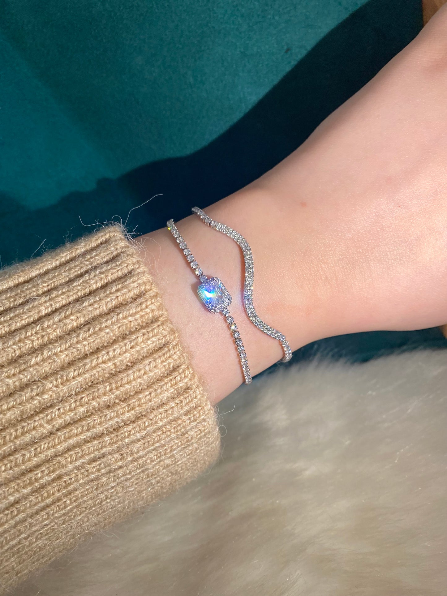 Wave Tennis Sliver Bracelet