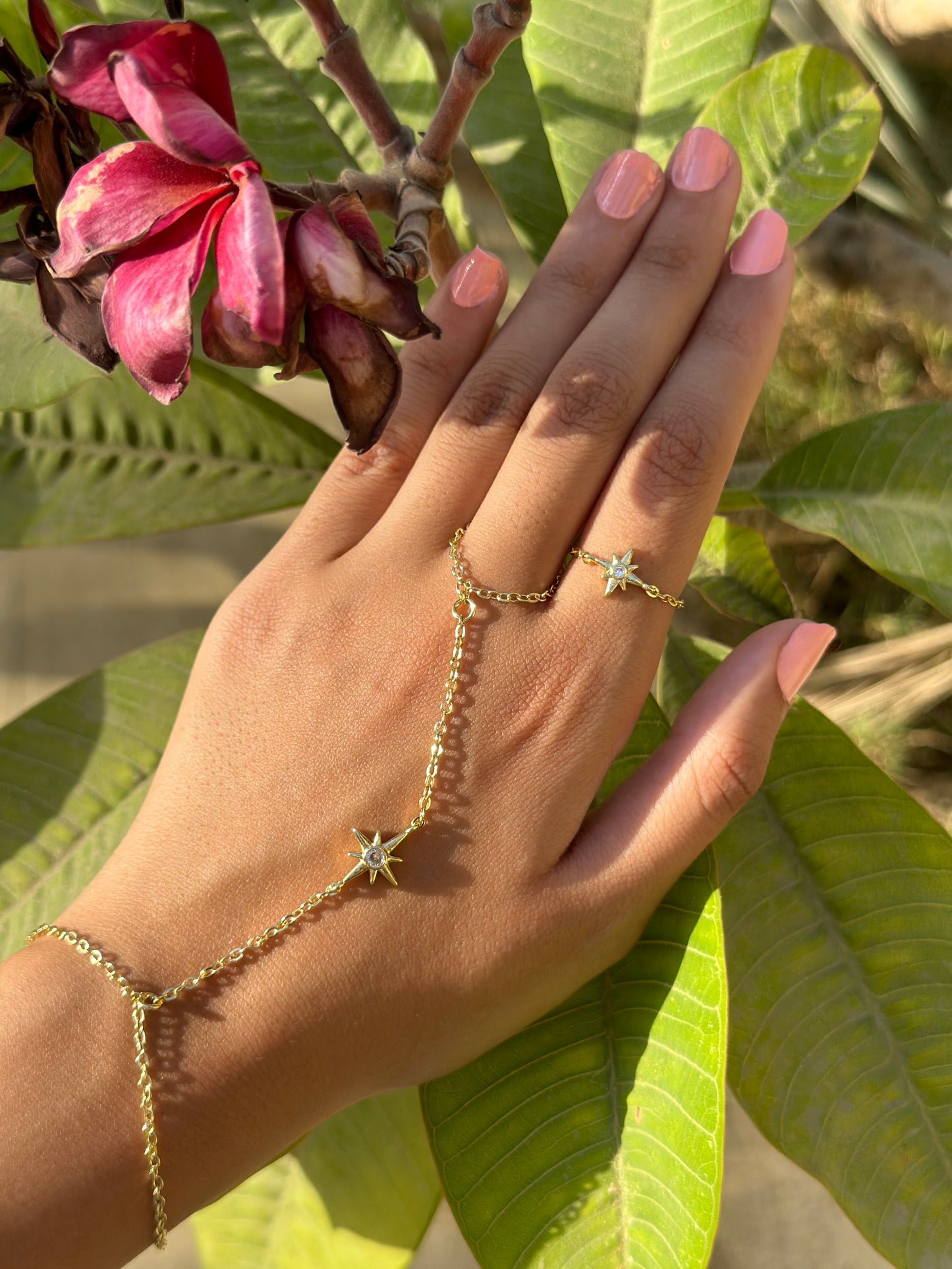 Star Diamond Ring & Hand Chain