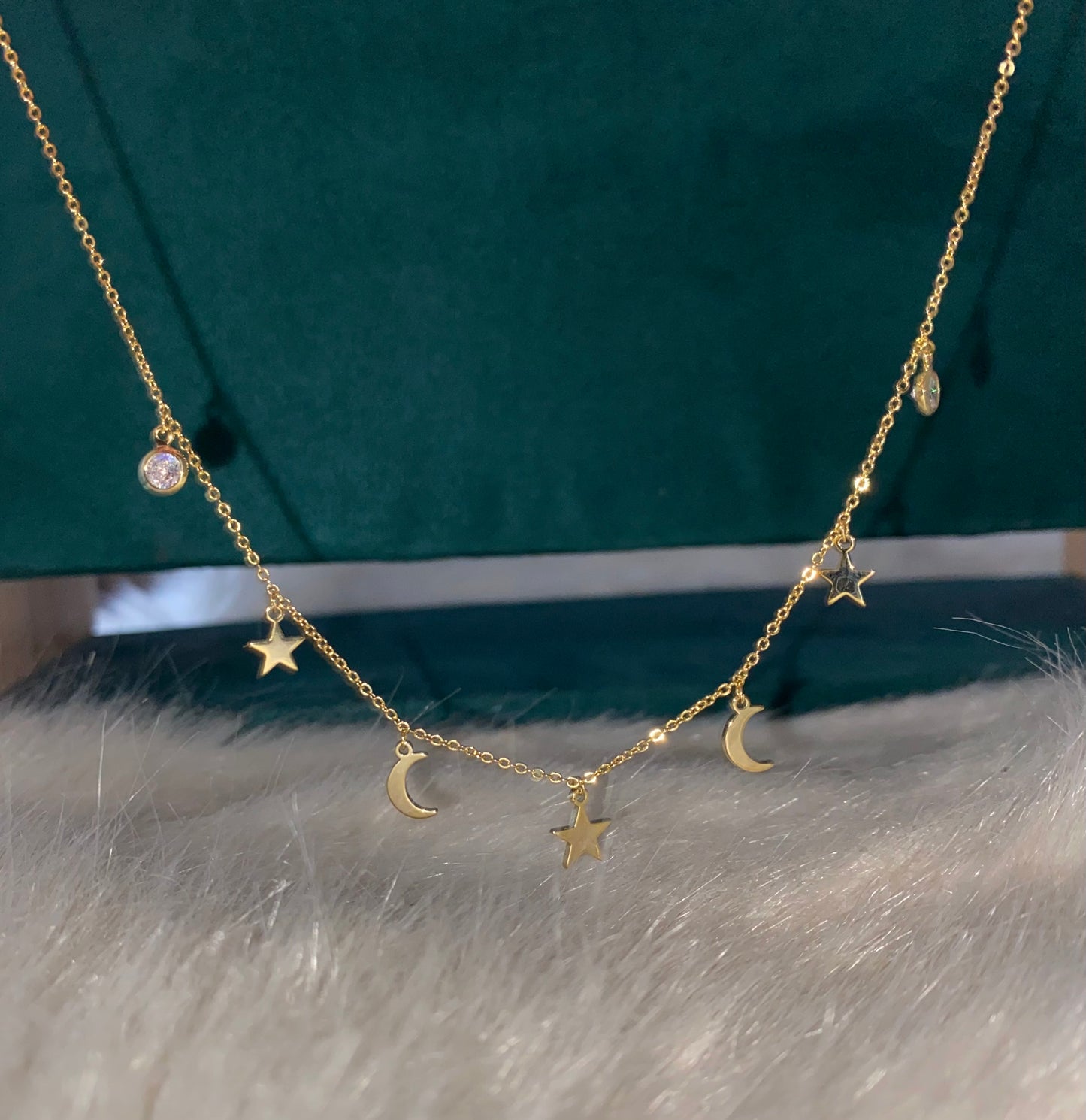 Stars Diamond Moon Necklace