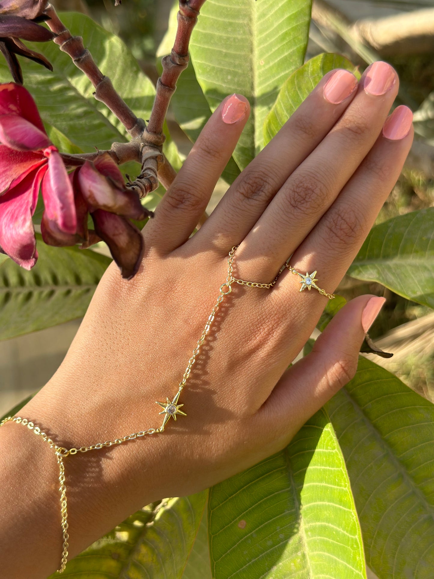 Star Diamond Ring & Hand Chain