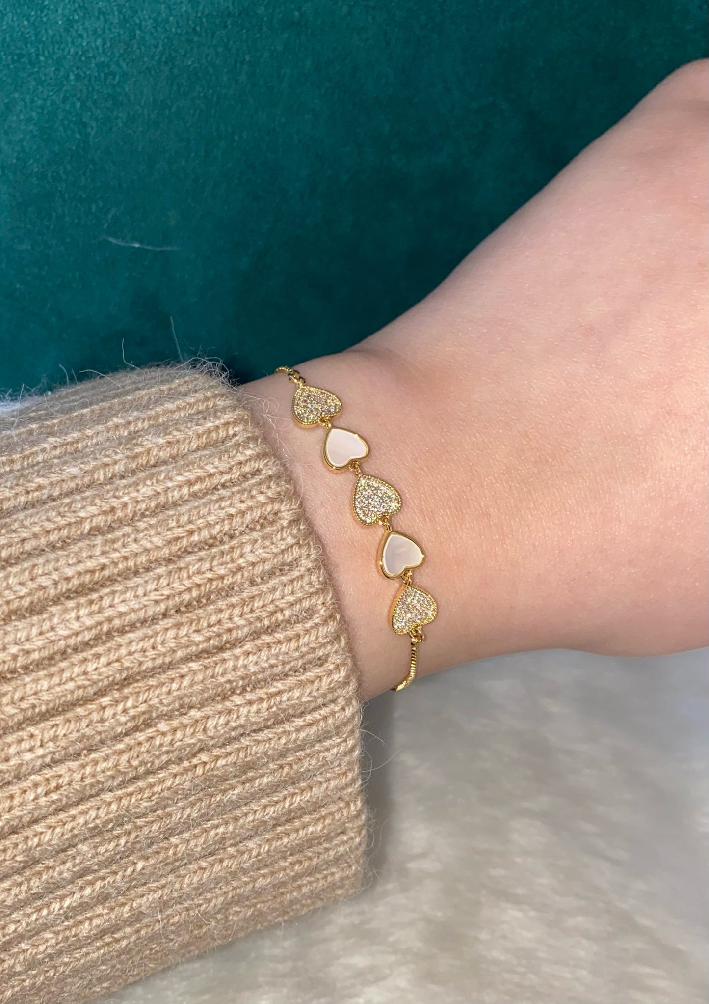 Marble Hearts Adjustable Bracelet