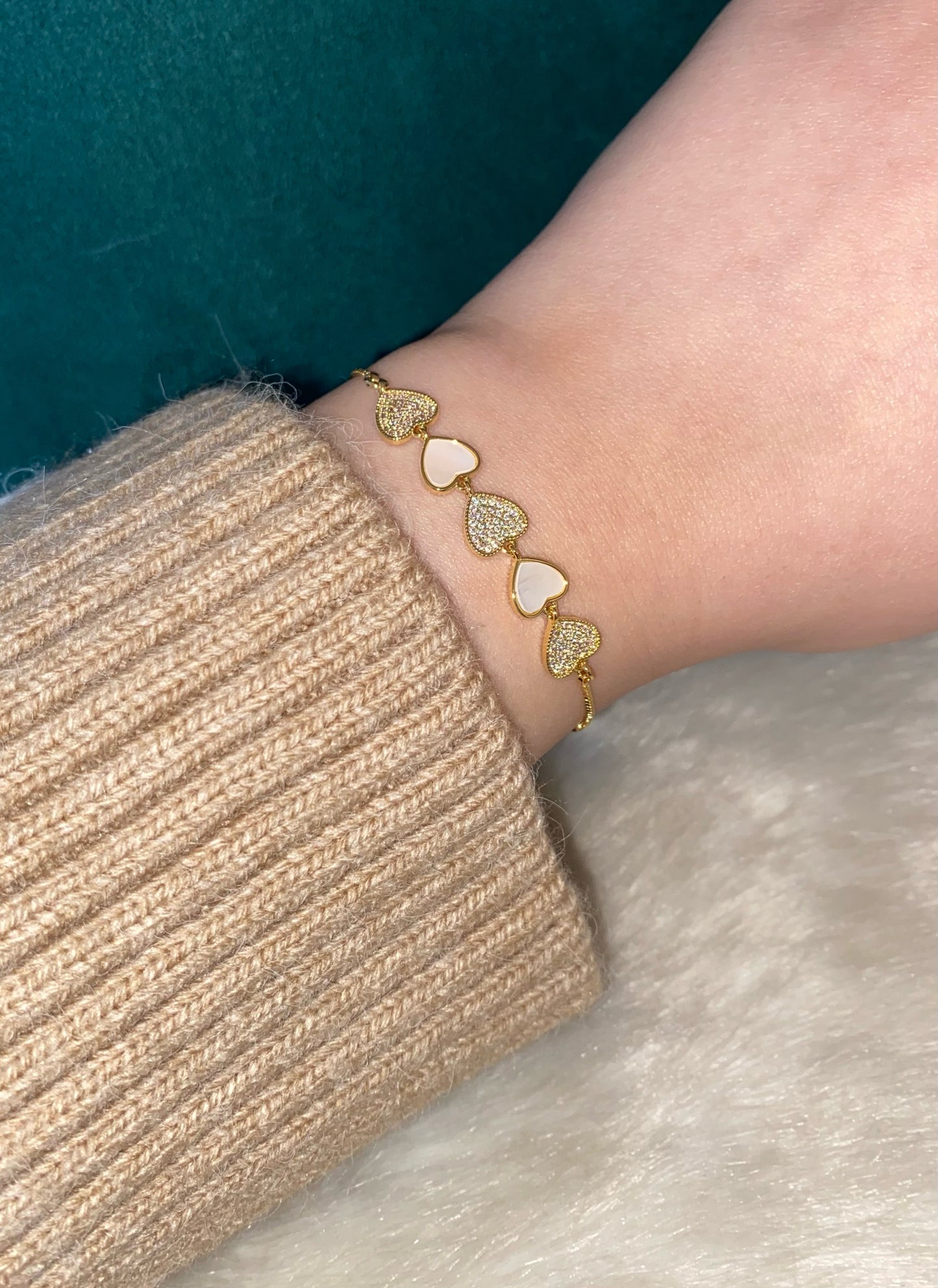 Marble Hearts Adjustable Bracelet