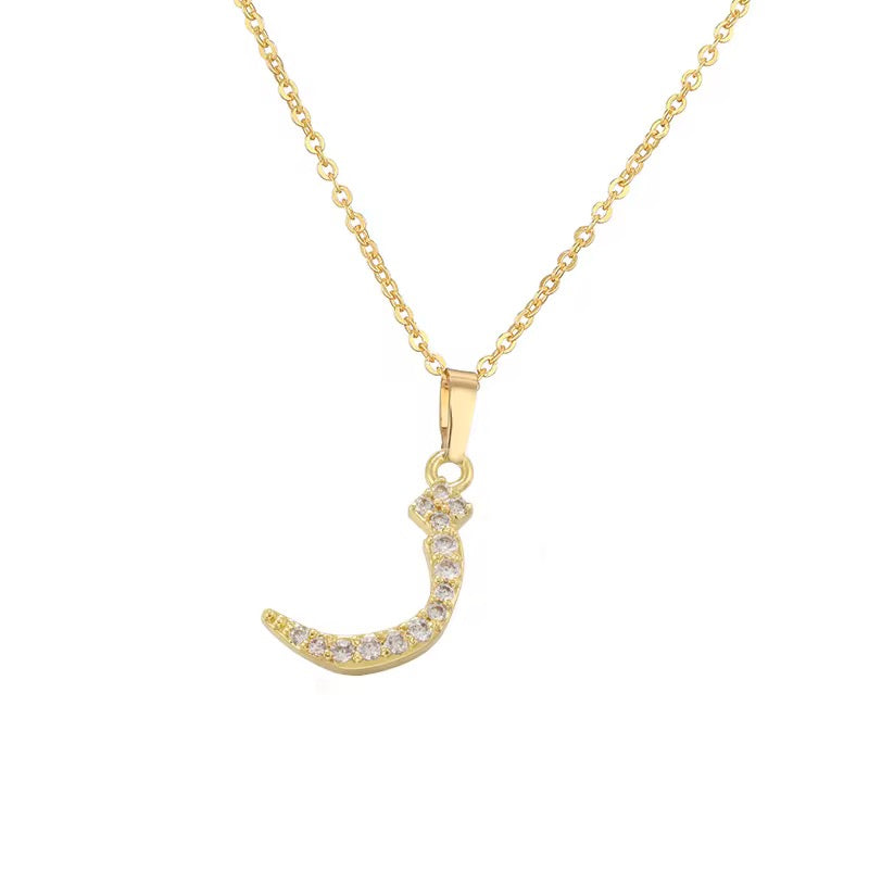 Arabic Initial Necklaces Gold