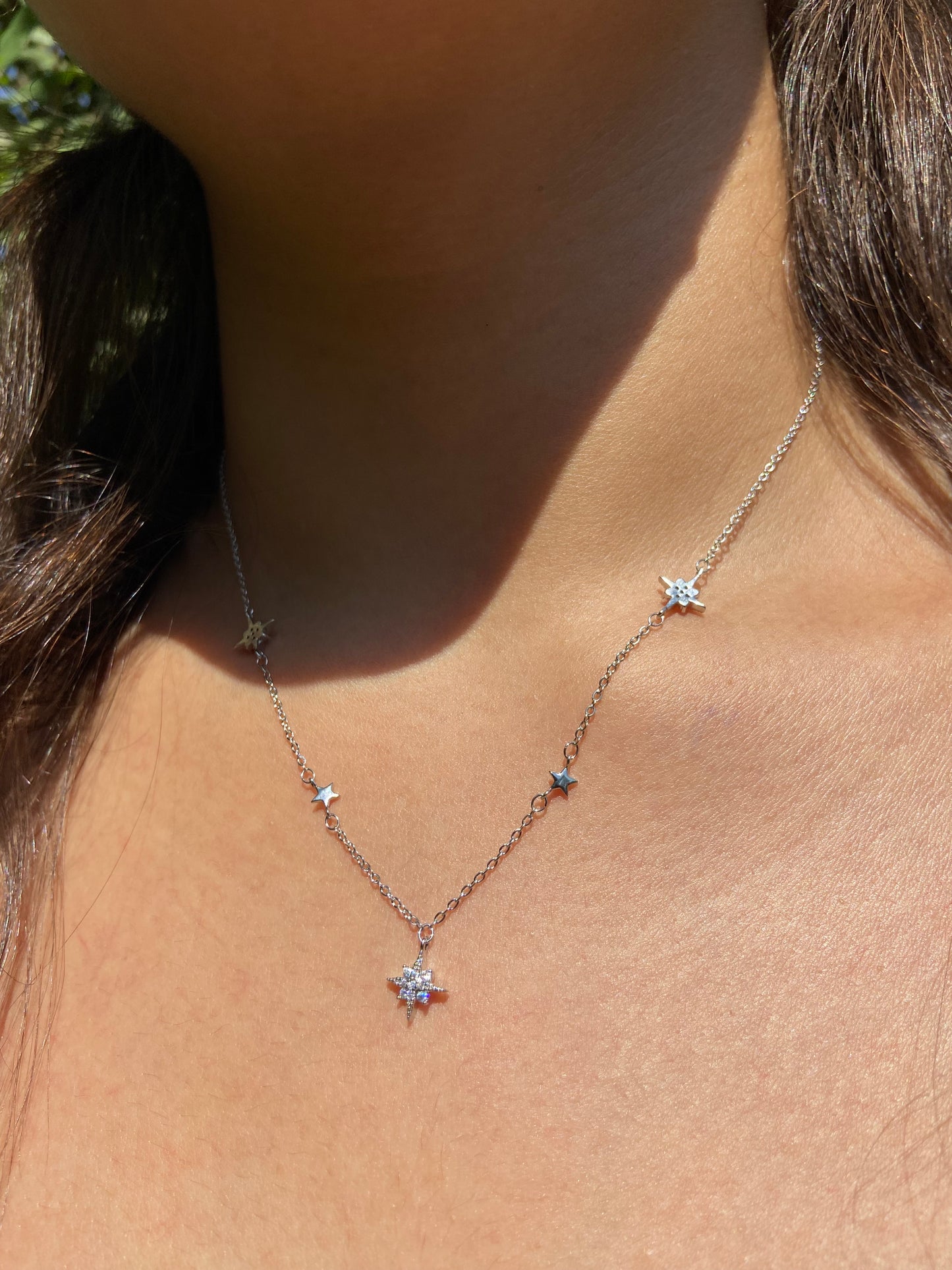 Stars Diamonds Silver Choker