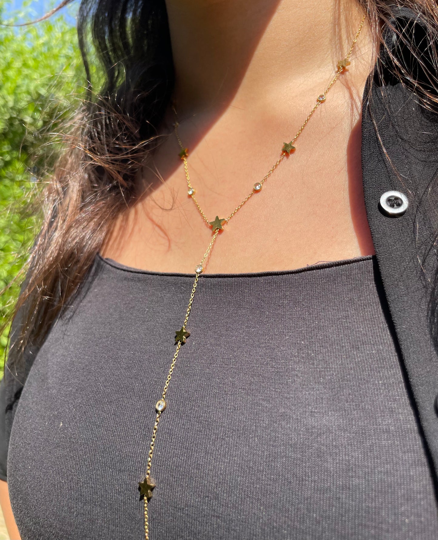 Stars Dangling Gemstone Necklace