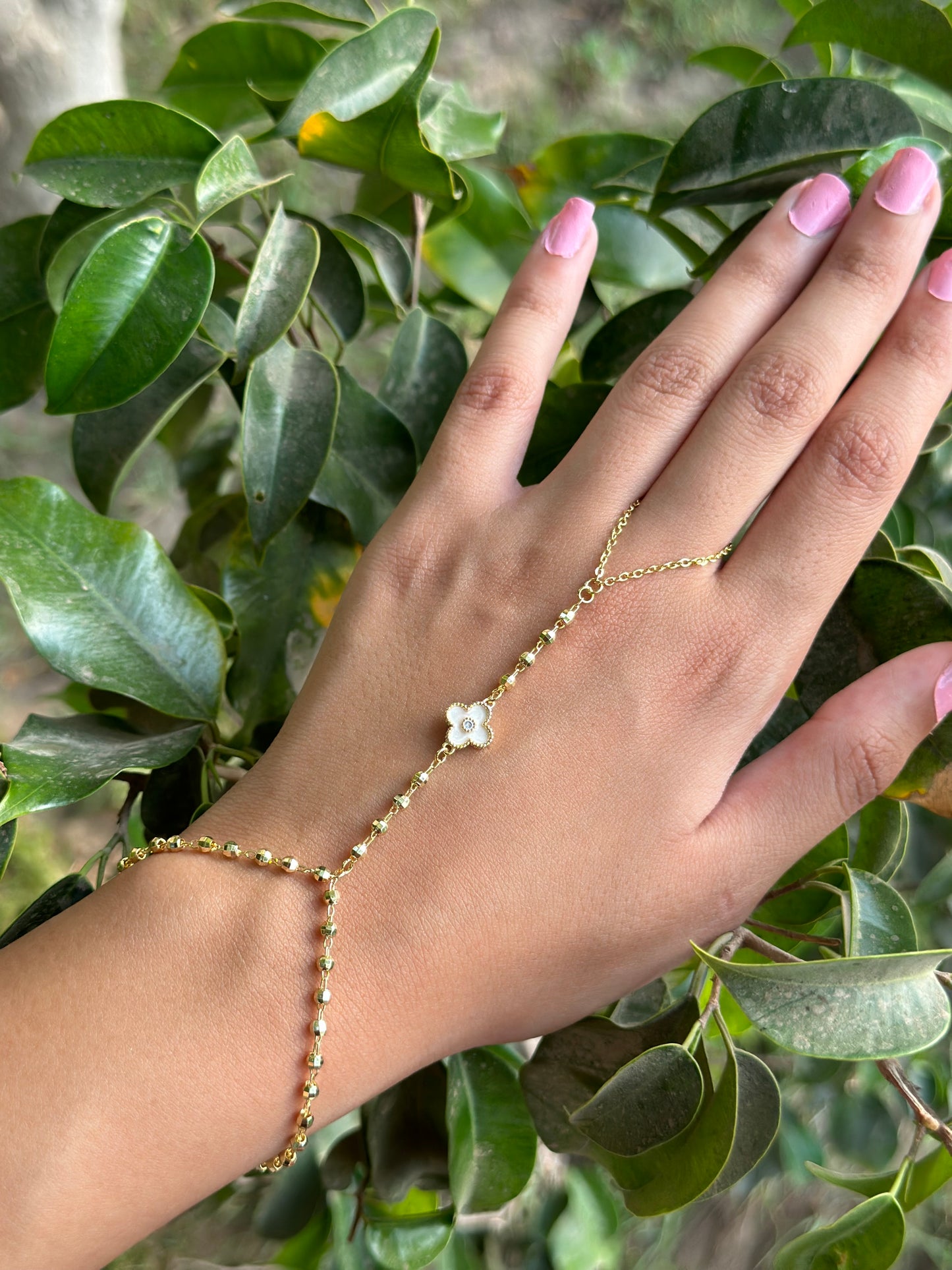 Golden White Hand Chain
