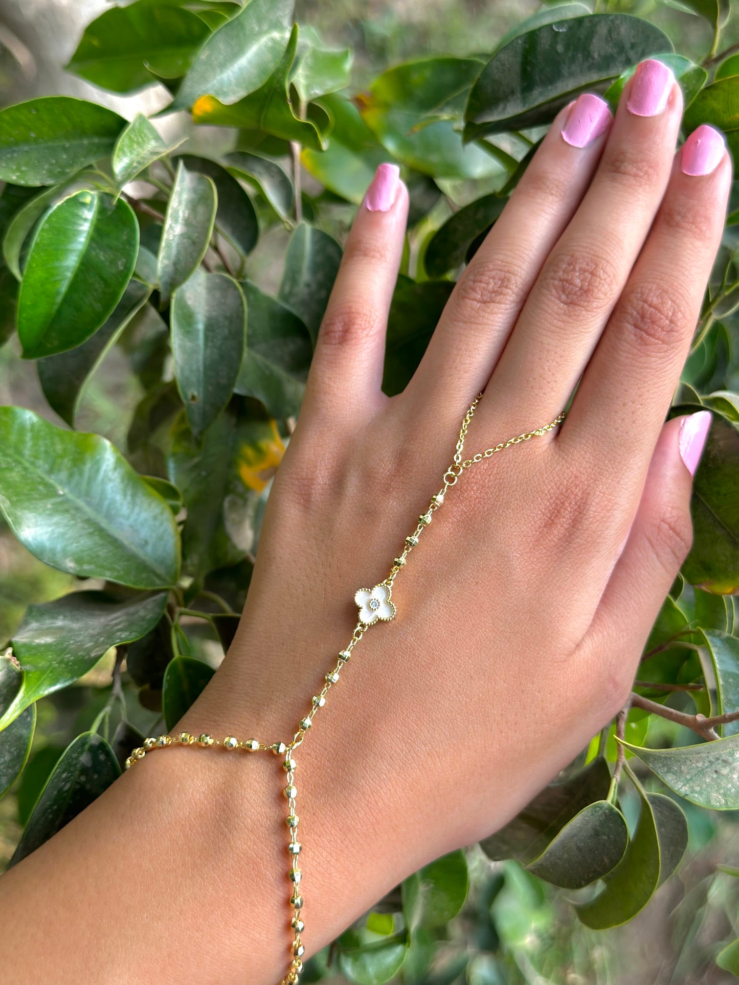 Golden White Hand Chain