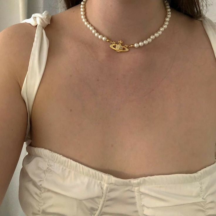 Saturn Pearl Necklace