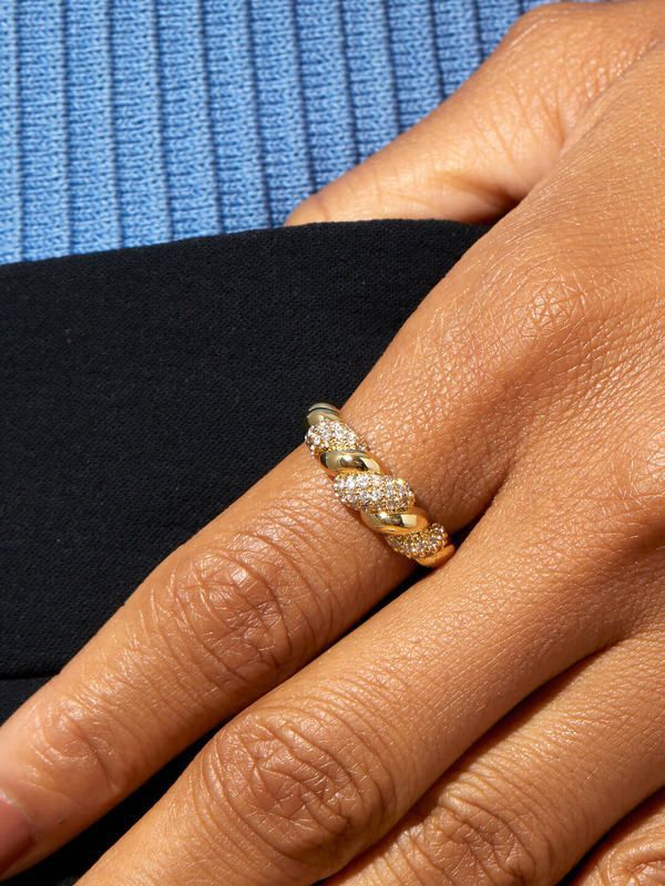 Diamond rope gold Ring