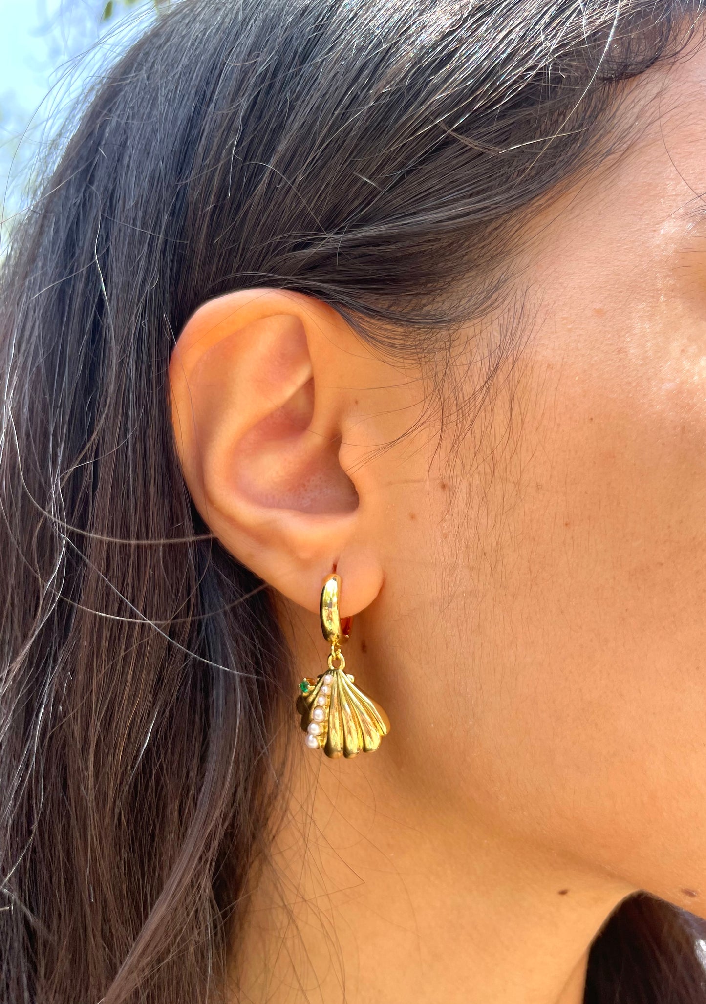 Green Shell Earrings