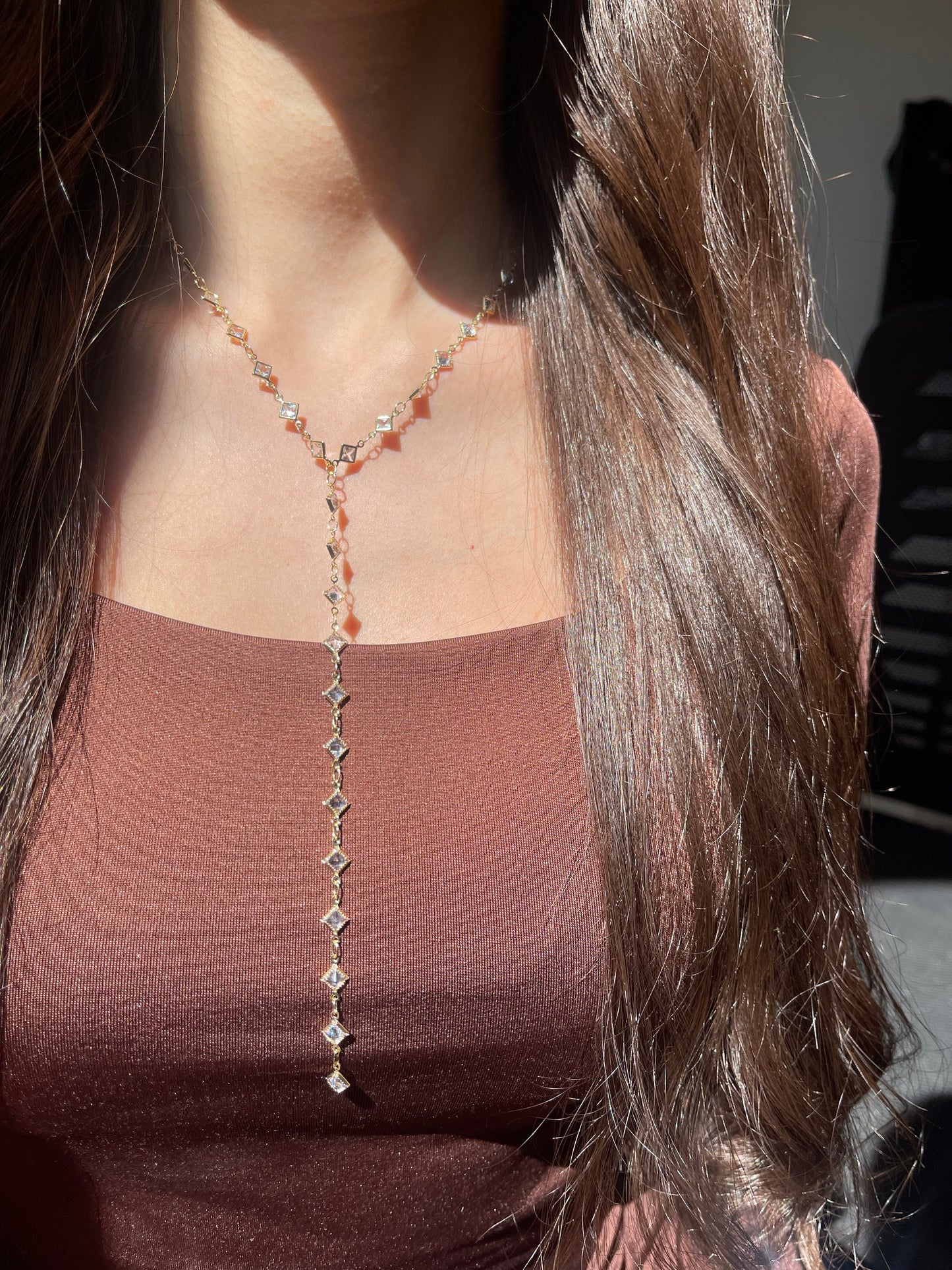 White Stones Drop Necklace