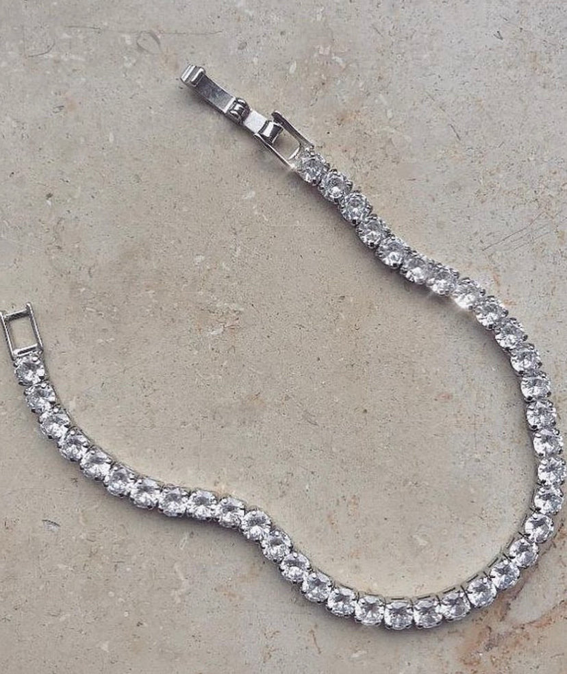 Tennis Bracelet Silver Box Lock Thick