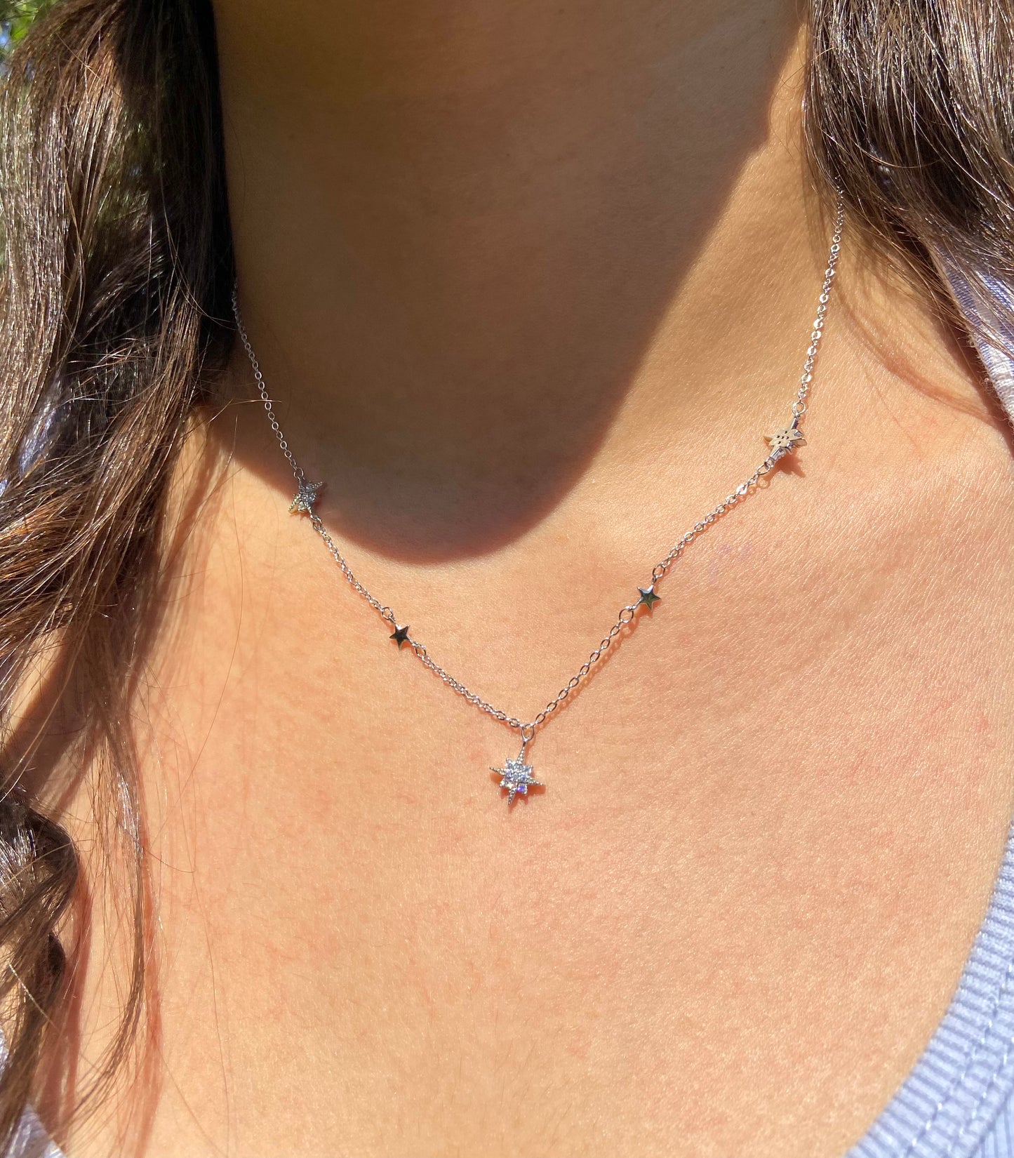 Stars Diamonds Silver Choker