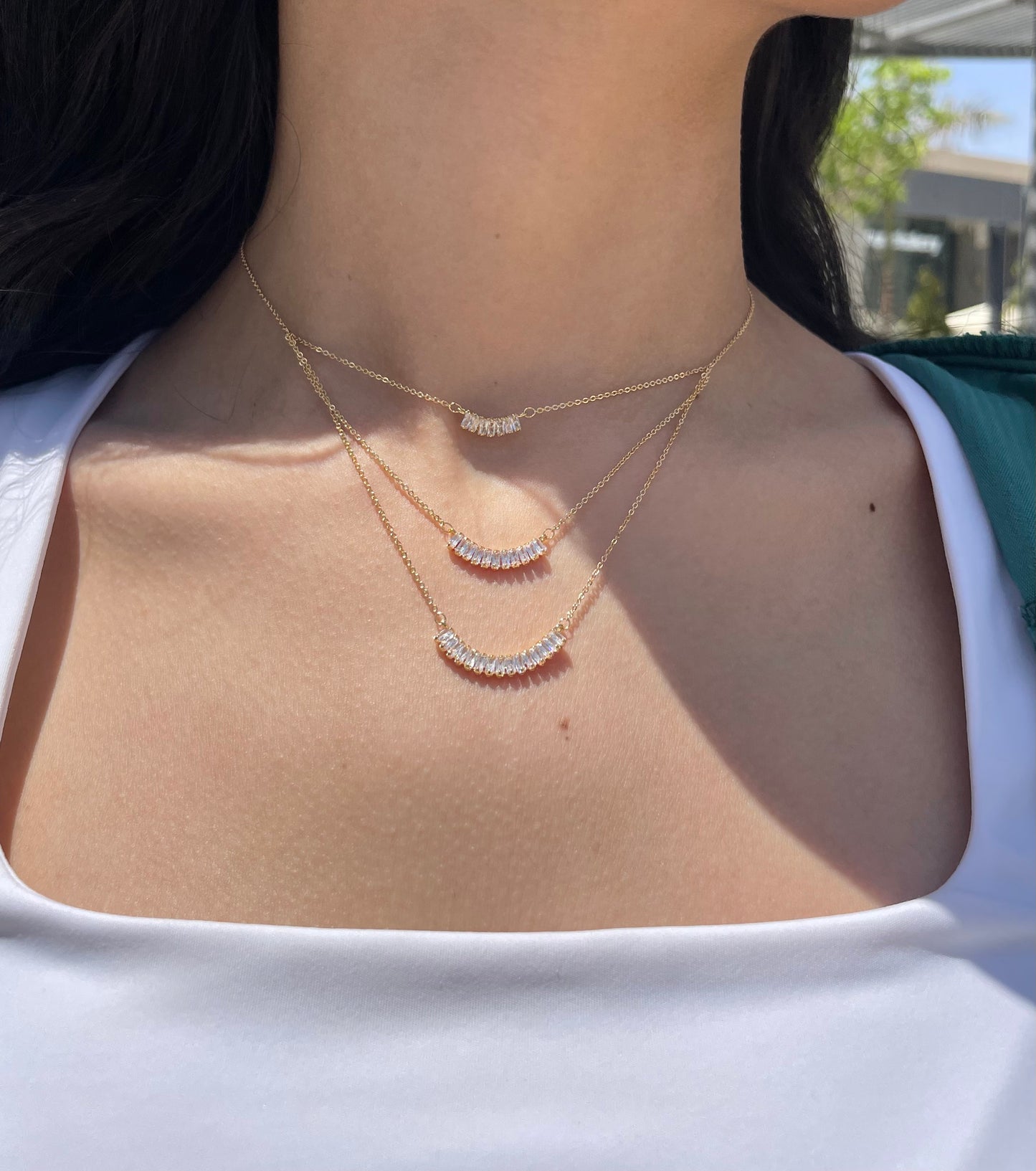 Trio Baguette Necklace