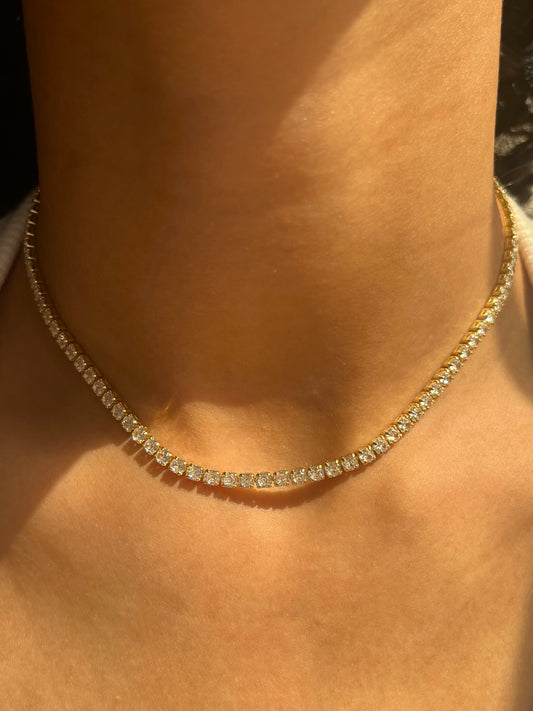 Thin Tennis Gold Necklace