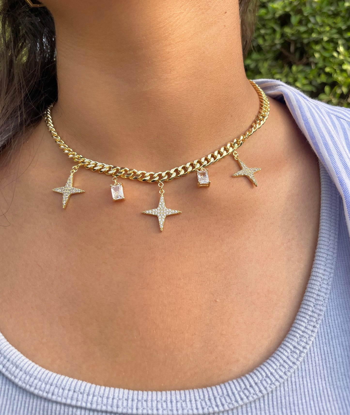 Diamond Chain Star Necklace