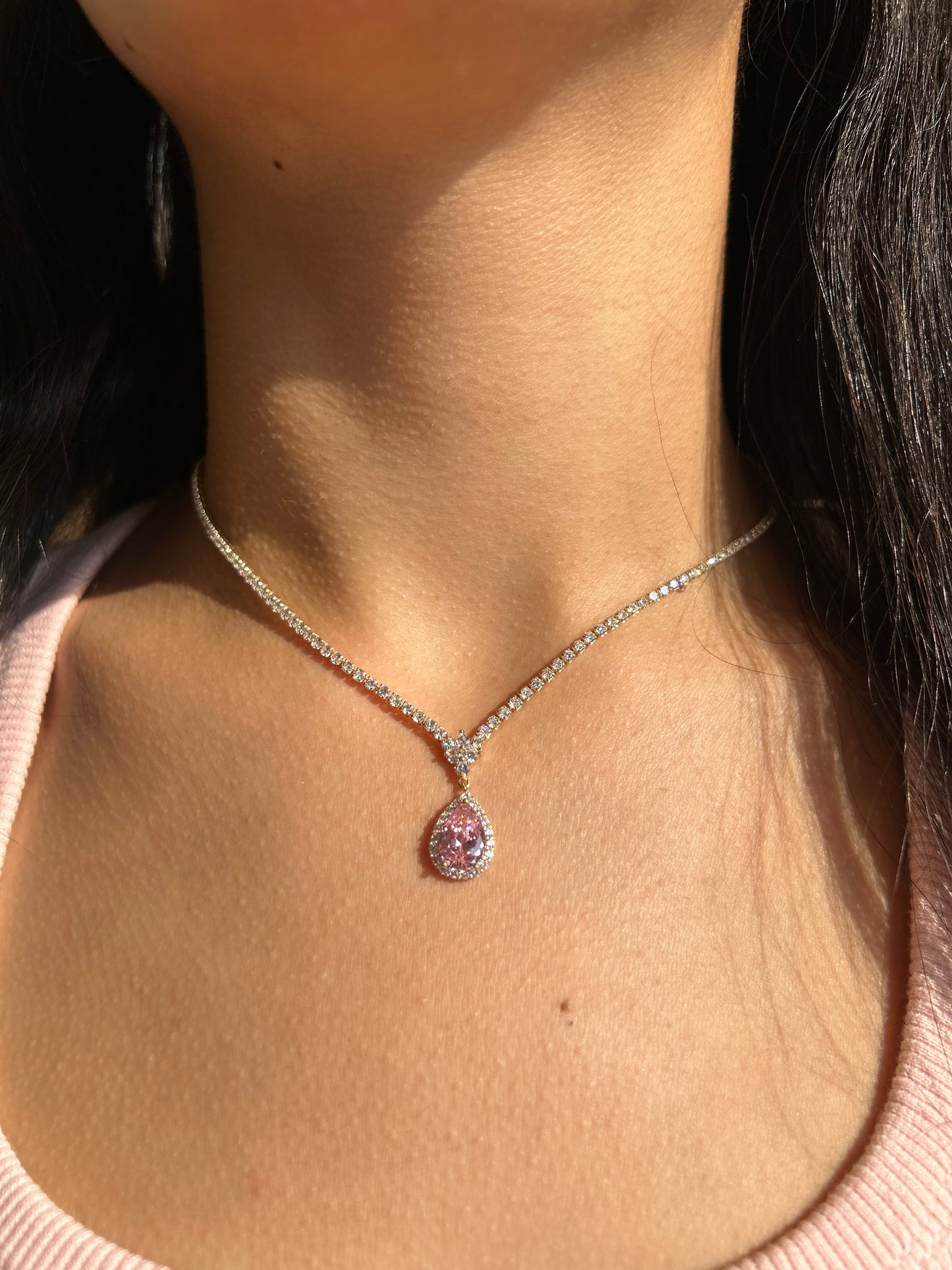 Sylva Pink Tennis Necklace