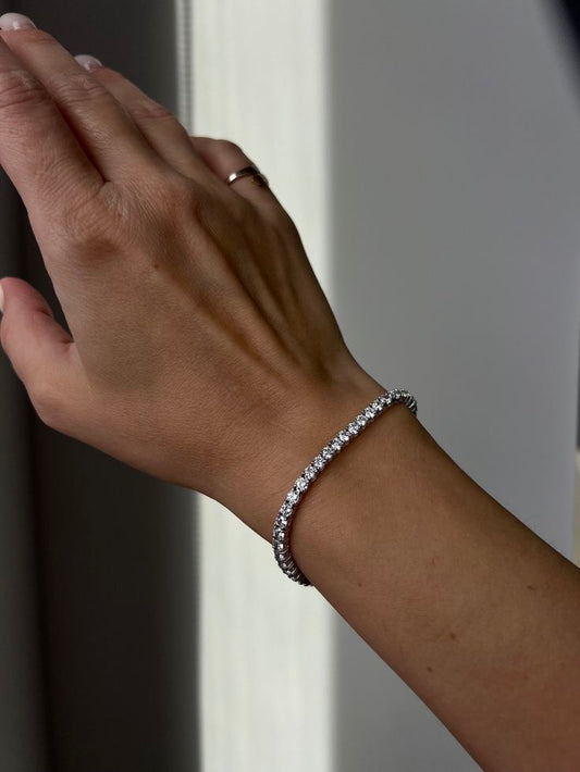 Tennis Bracelet Silver Box Lock Thick