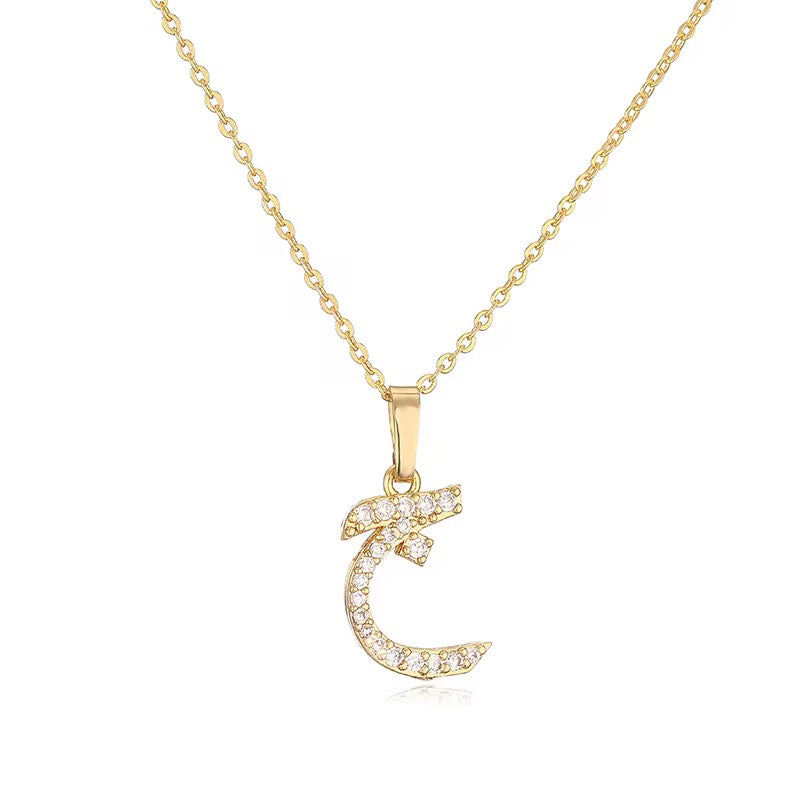Arabic Initial Necklaces Gold