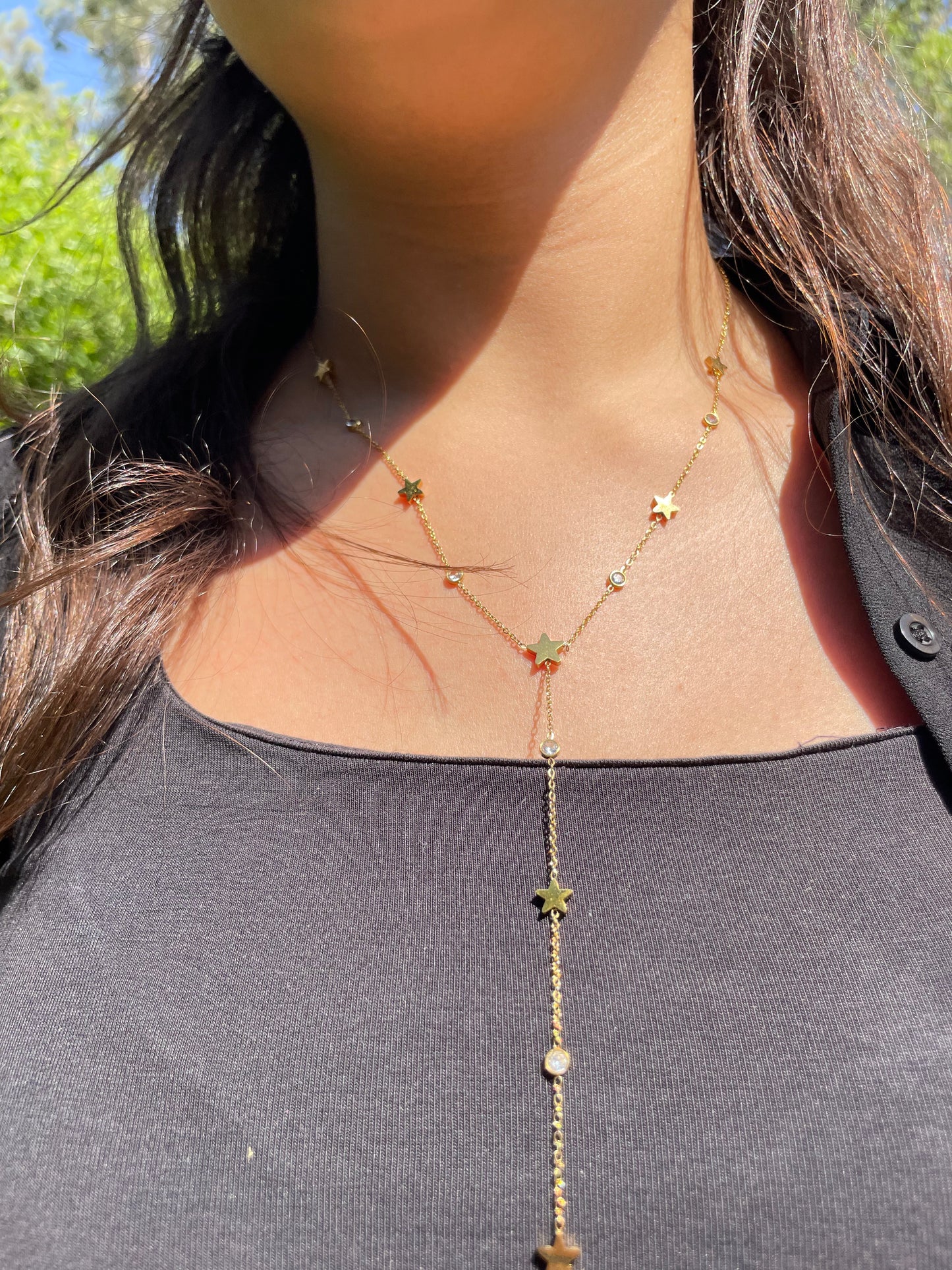 Stars Dangling Gemstone Necklace