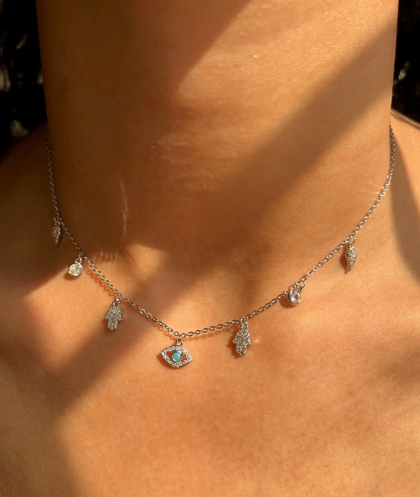 Silver Evil Eye Simple Necklace