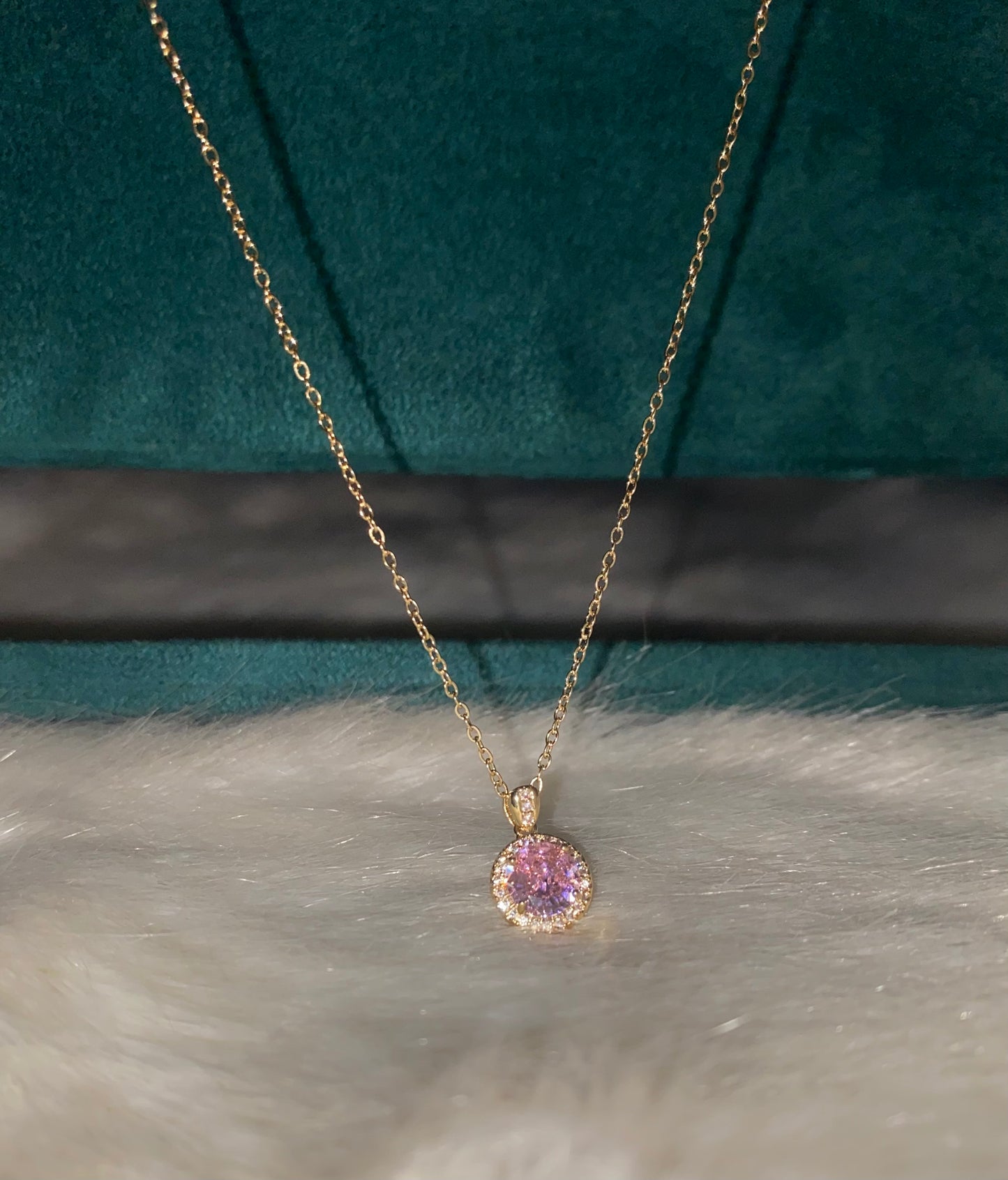 Pink Mini Diamond gold Necklace