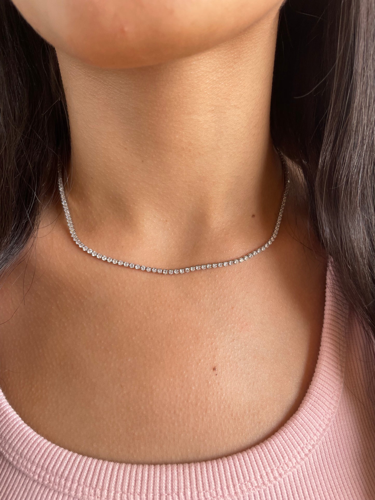 Adjustable Tennis Silver Choker