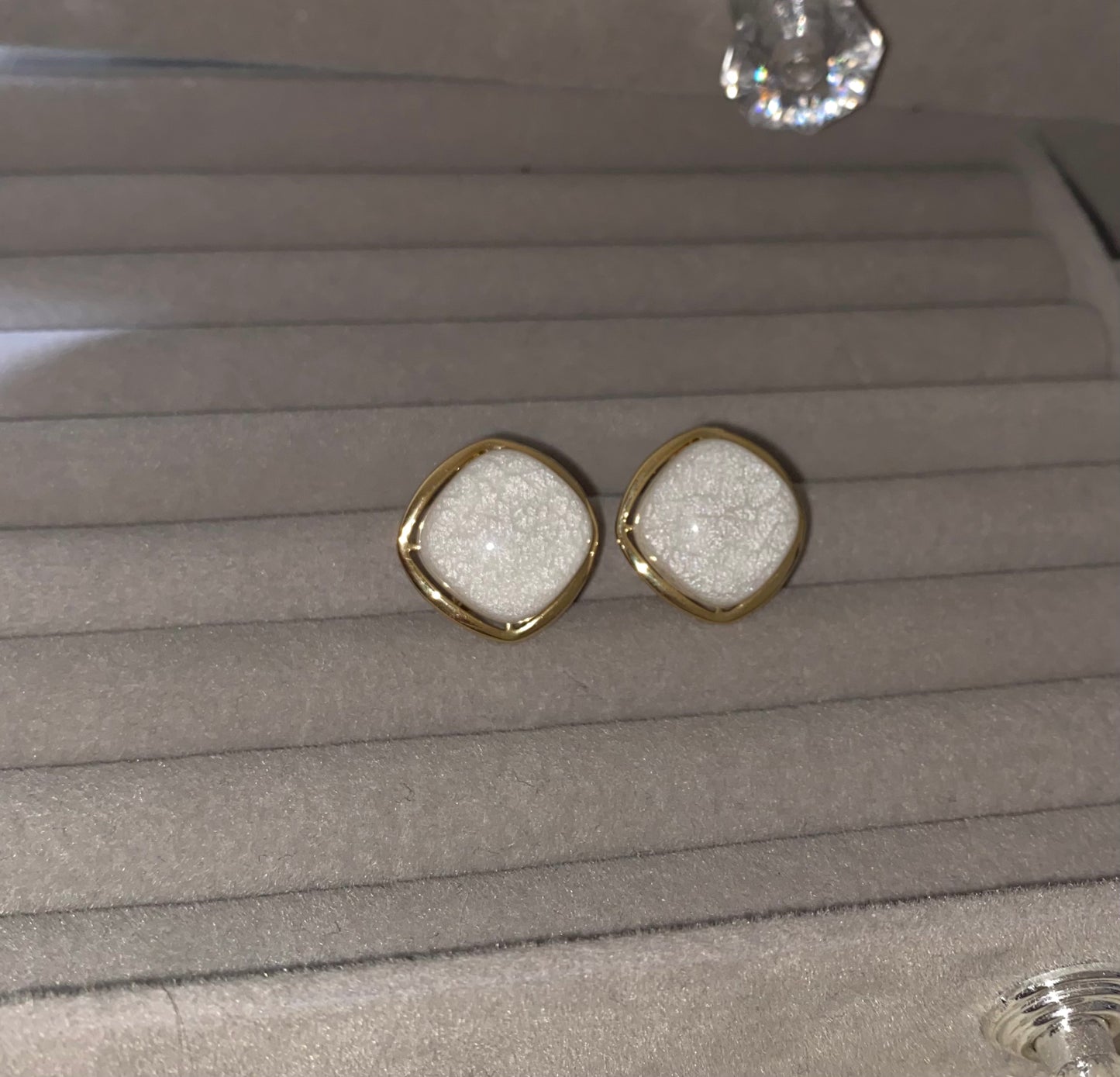 White Marble Earrings