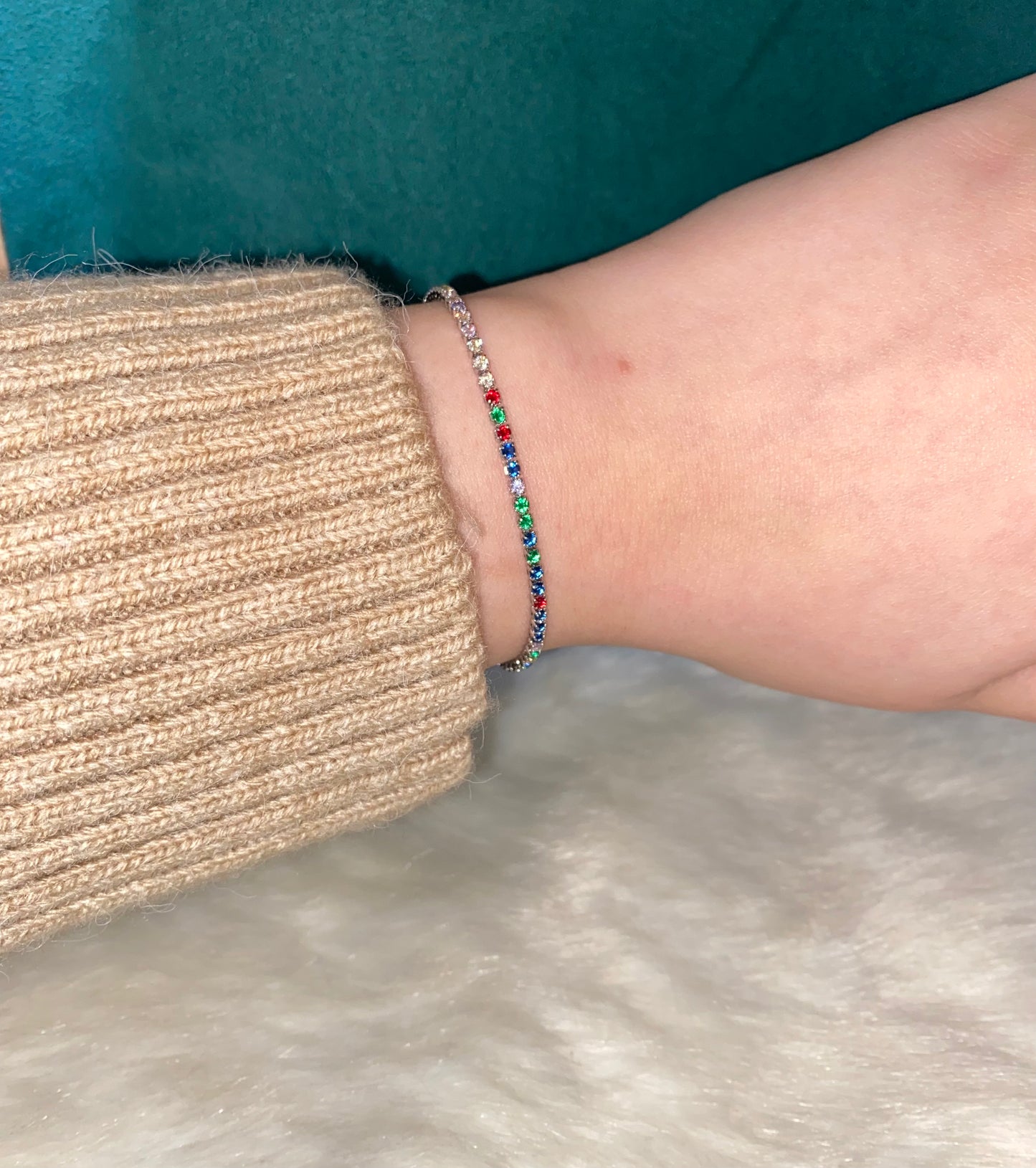Colored Silver Tiny Tennis Bracelet