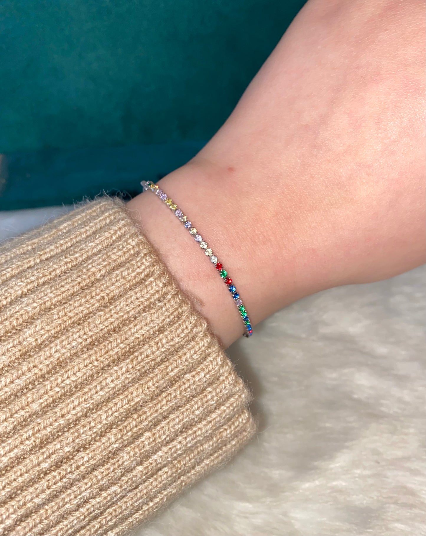 Colored Silver Tiny Tennis Bracelet