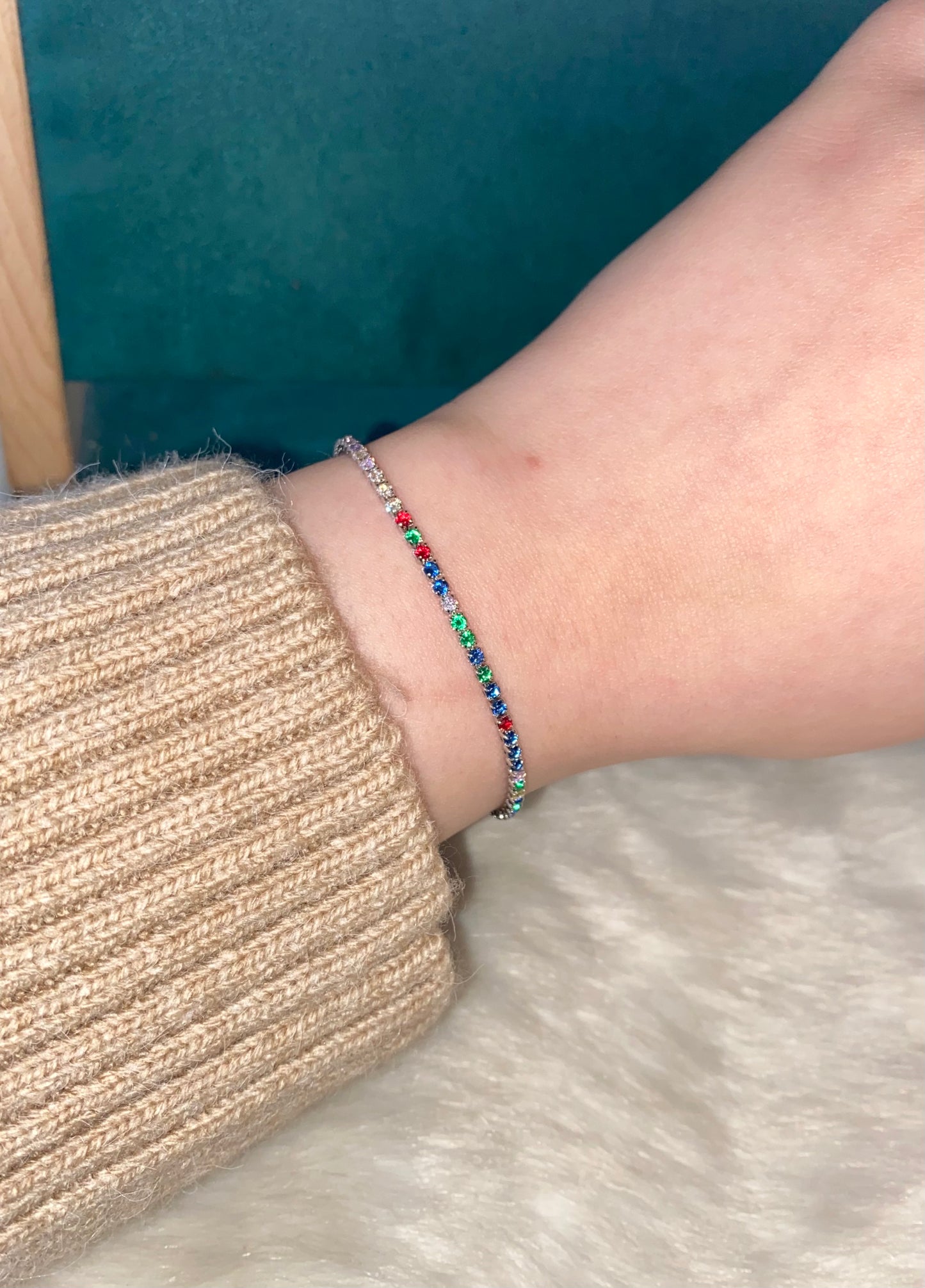 Colored Silver Tiny Tennis Bracelet