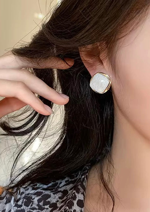 White Marble Earrings