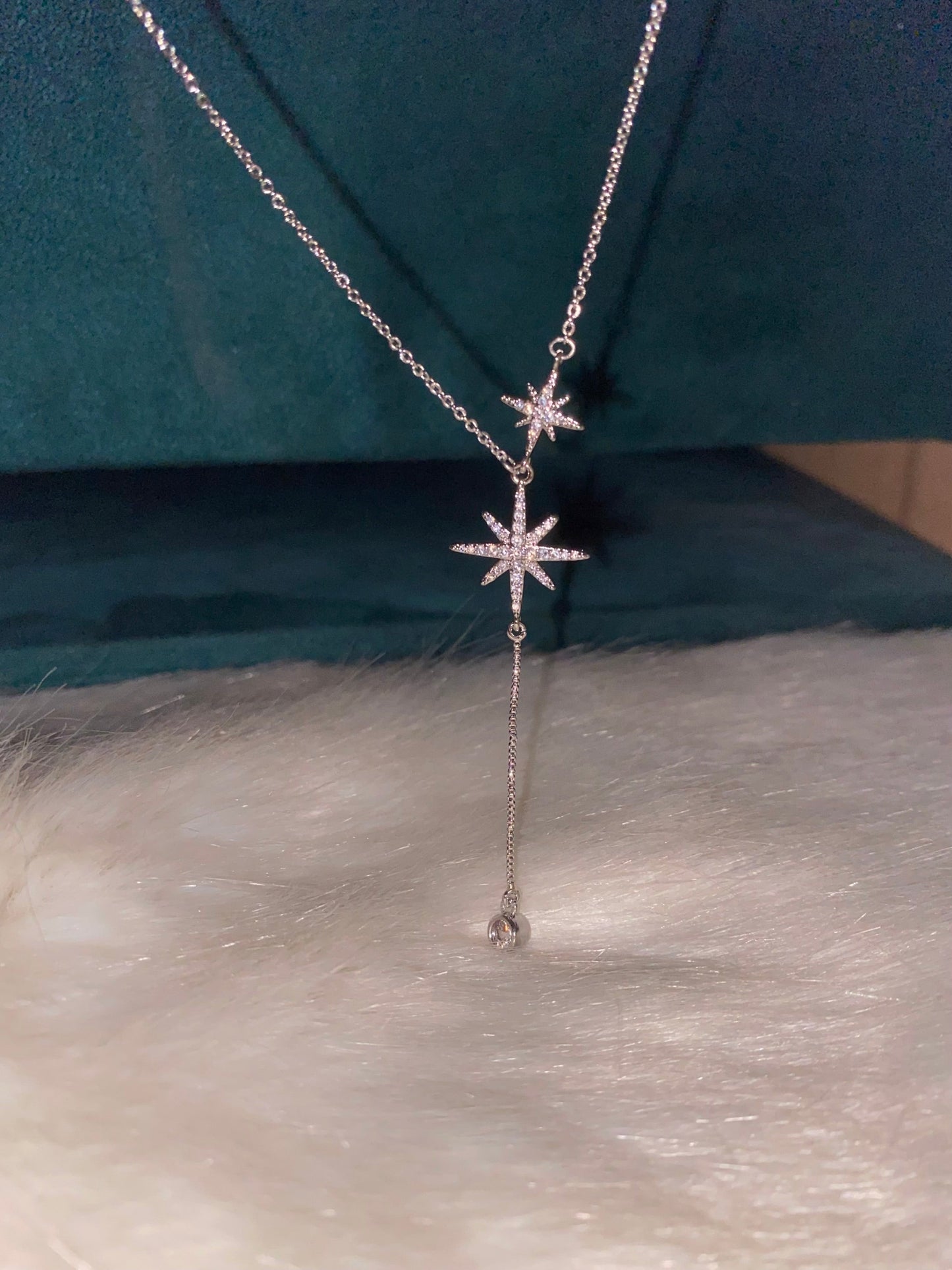 Crystal star silver necklace