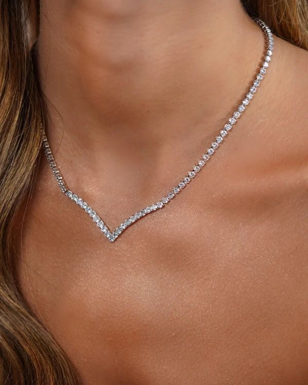 Diamond Silver Cascade Choker