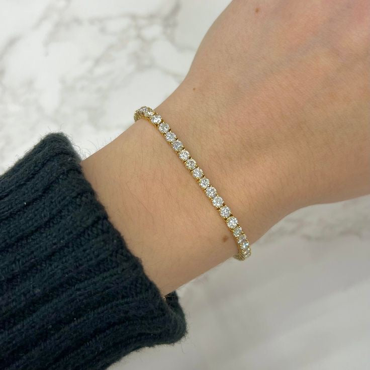 Tennis Bracelet Gold Box Lock Thick