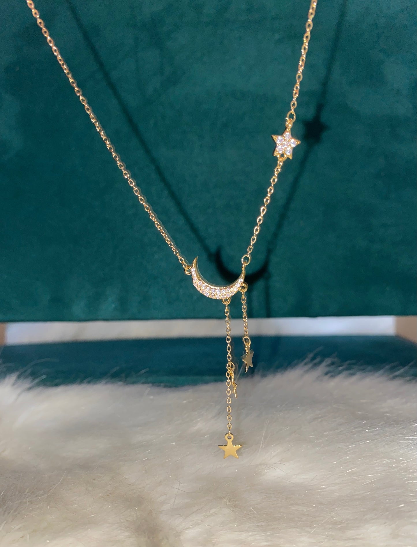 Crescent Stars Gold Necklace