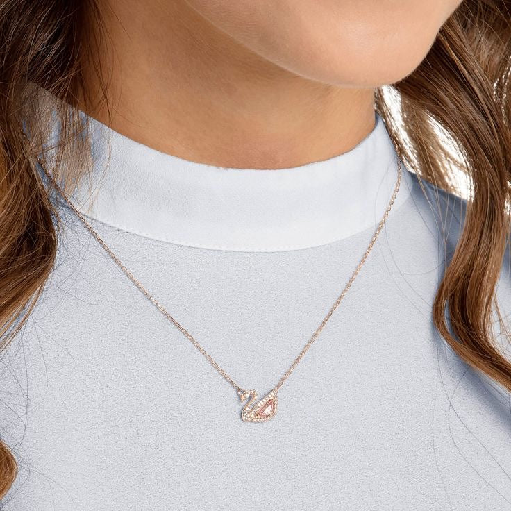 Pink Gold Swan Necklace