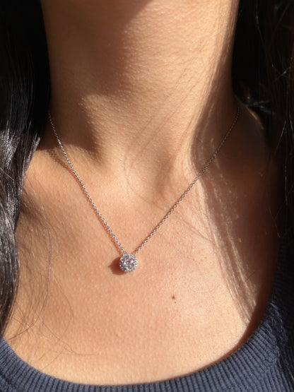 Diamond Stone Silver Necklace