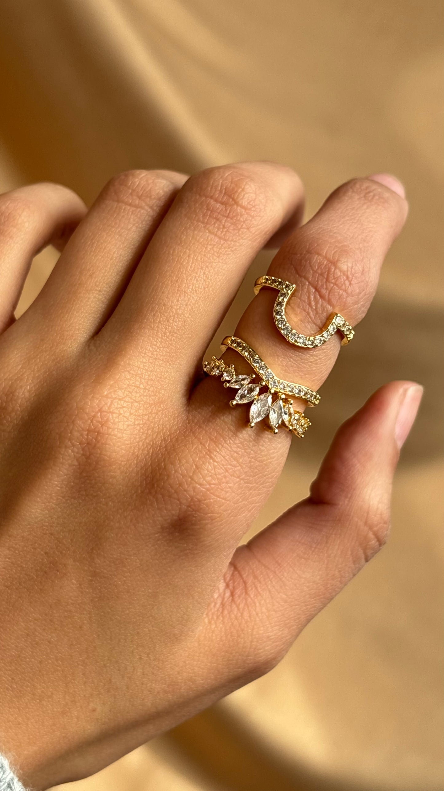 Double Crystal Stack Ring