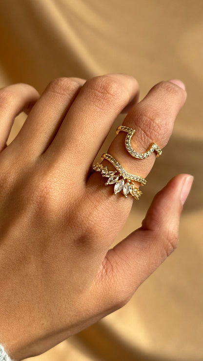 Double Crystal Stack Ring